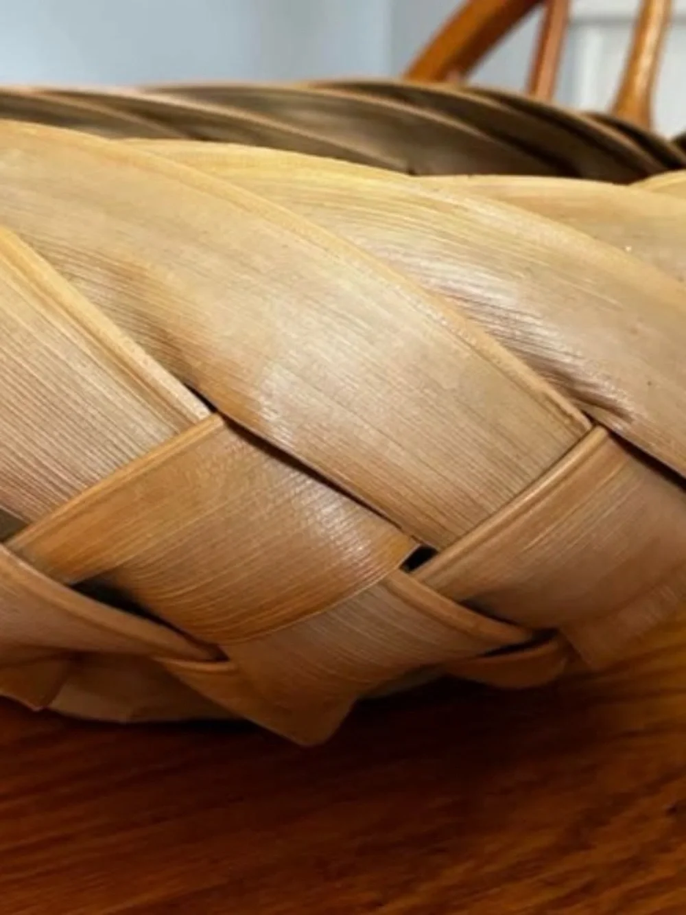 VTG Hawaiian Palm Frond Basket with Decorative Rosette
